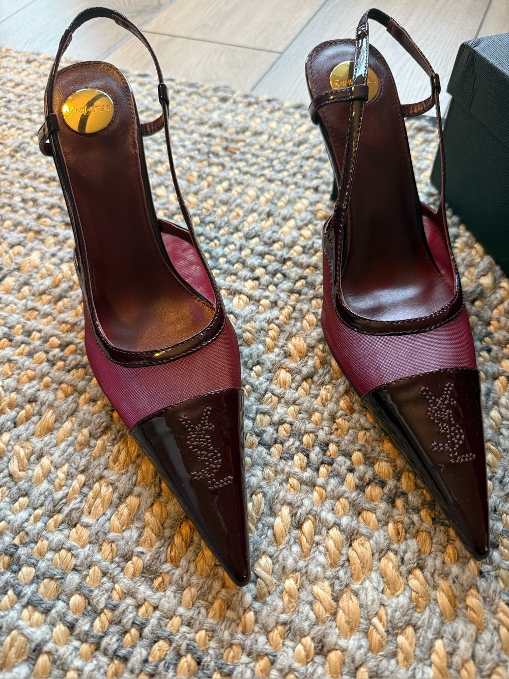 SAINT LAURENT WOMEN RENEE SLINGBACK PUMPS IN MESH